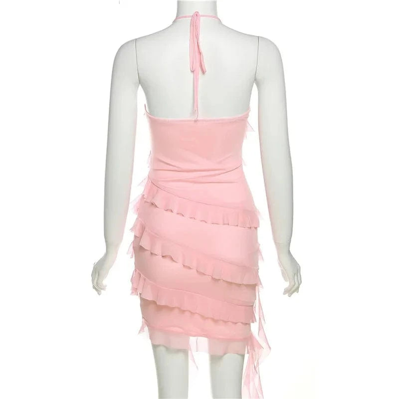 2024 boutique summer woman clothes elegant evening ruffles ladies sexy midi dresses