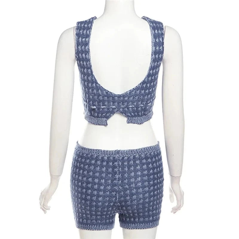 2024 Casual Knit Women's Short Set Loungewear Two Piece Shorts Set