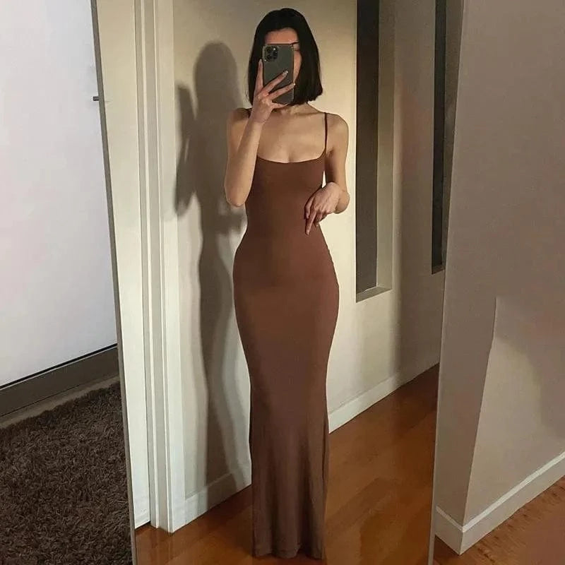 2024 Clothes Women Bodycon Casual Dress Rayon Cotton Slim Fit Sexy Elegant Maxi High-End Dresses For Women