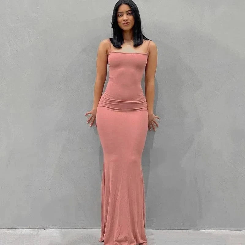 2024 Clothes Women Bodycon Casual Dress Rayon Cotton Slim Fit Sexy Elegant Maxi High-End Dresses For Women