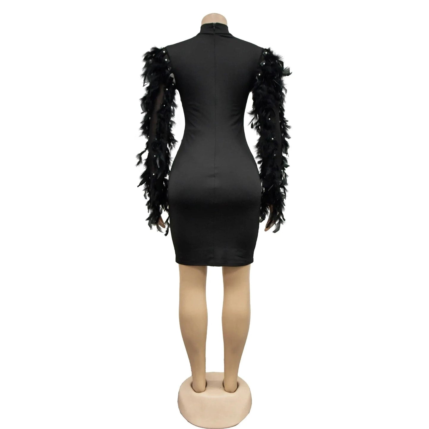 2024 Club Dresses Sexy Women Clothing Feather Long Sleeve Fashion Rhinestone Mesh Sexy Party Club Birthday Dress for Ladies