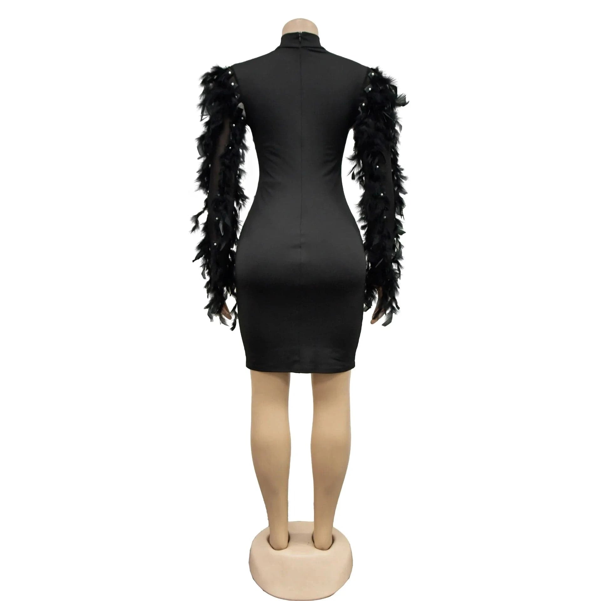 2024 Club Dresses Sexy Women Clothing Feather Long Sleeve Fashion Rhinestone Mesh Sexy Party Club Birthday Dress for Ladies