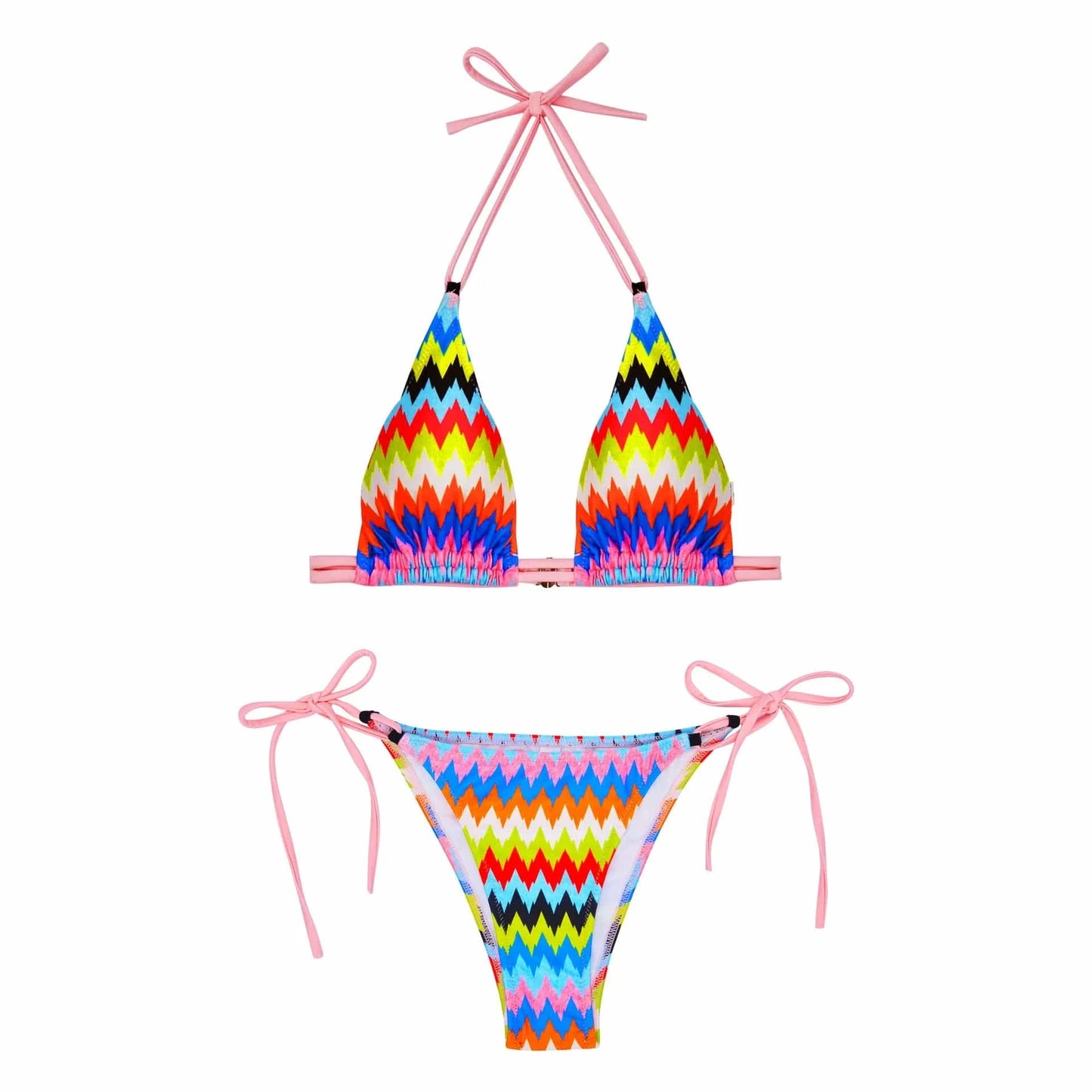 2024 Colorful Micro Two Piece Bikini Beachwear Triangle Halter Swimsuit Women Thong Swimwear