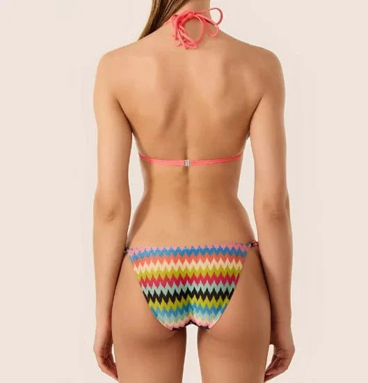 2024 Colorful Micro Two Piece Bikini Beachwear Triangle Halter Swimsuit Women Thong Swimwear