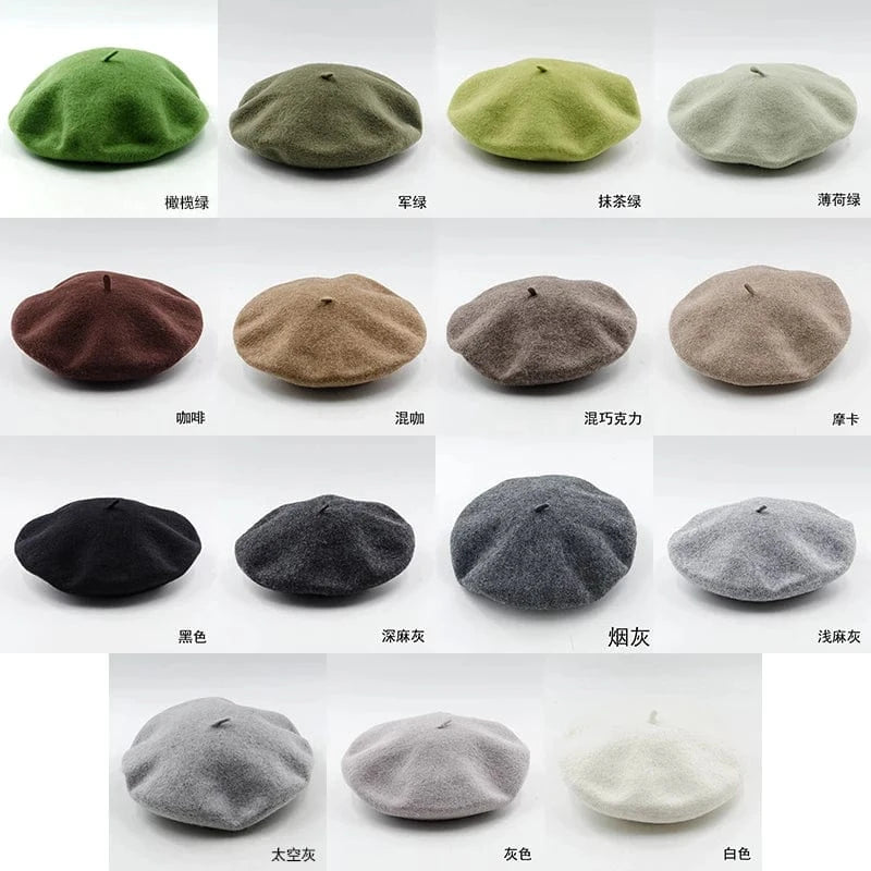 2024 Custom Colorful women men embroidery berrete embroidered berets femme 100% wool boina hat caps beret high quality wholesale