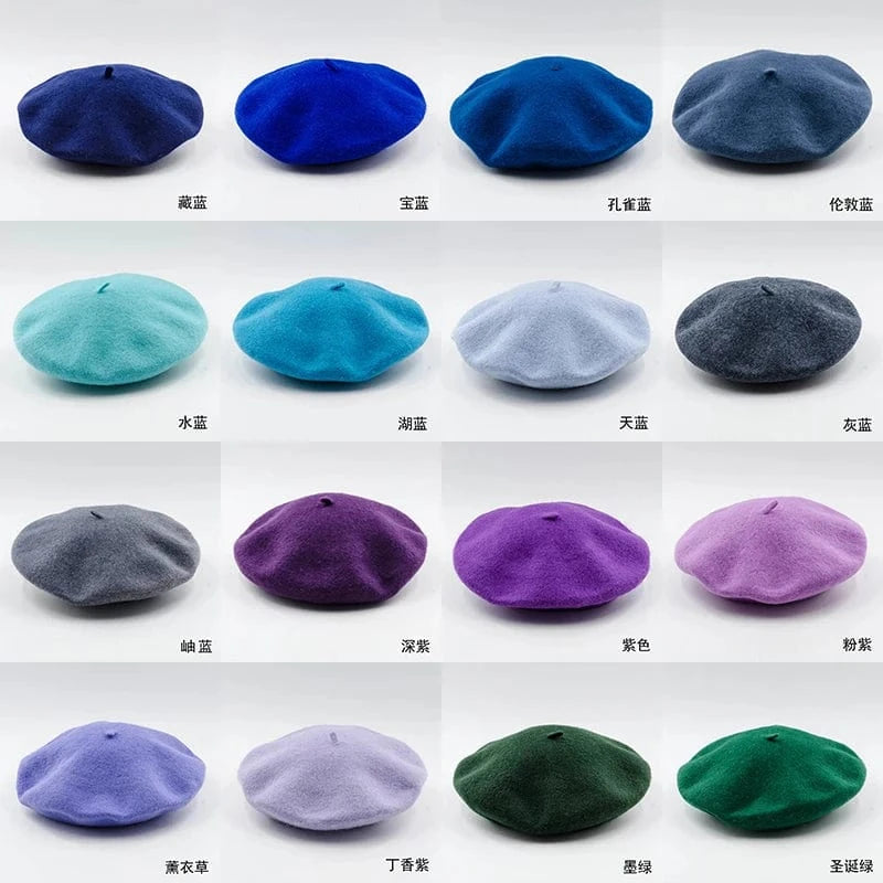 2024 Custom Colorful women men embroidery berrete embroidered berets femme 100% wool boina hat caps beret high quality wholesale