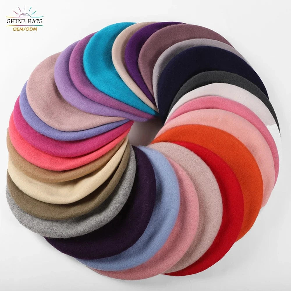 2024 Custom Colorful women men embroidery berrete embroidered berets femme 100% wool boina hat caps beret high quality wholesale