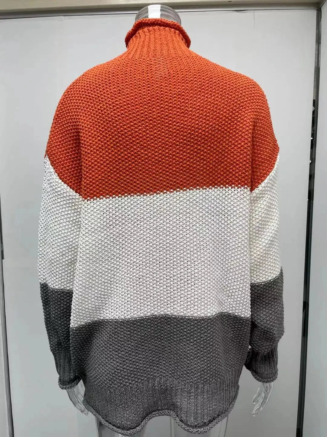 2024 Custom Logo OEM & ODM ladies Turtleneck Knitwear Pullover Striped Knit Jumpers Cotton Plus Size Knitted Women's Sweater