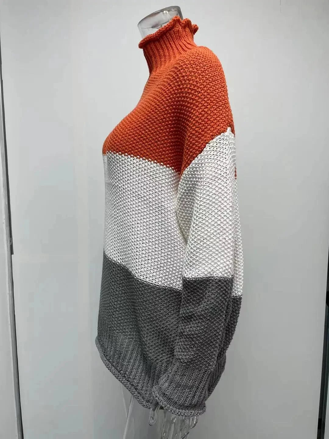 2024 Custom Logo OEM & ODM ladies Turtleneck Knitwear Pullover Striped Knit Jumpers Cotton Plus Size Knitted Women's Sweater