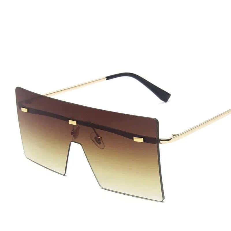 2024 Custom logo Women Retro Oversized Sunglasses Vintage one piece Sunglasses Eyewear Oculos De Sol Square Rimless Sunglasses