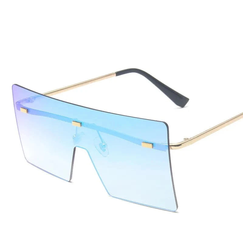 2024 Custom logo Women Retro Oversized Sunglasses Vintage one piece Sunglasses Eyewear Oculos De Sol Square Rimless Sunglasses