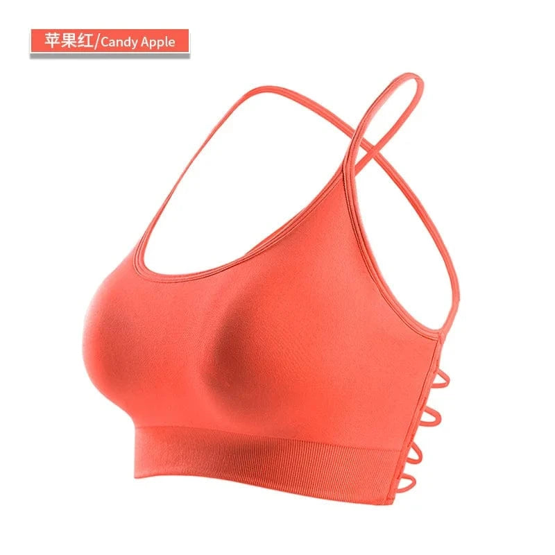2024 Custom Sexy Yoga Gym High Quality Seamless Cross Back Workout Backless Sports Bra For Women Fitness