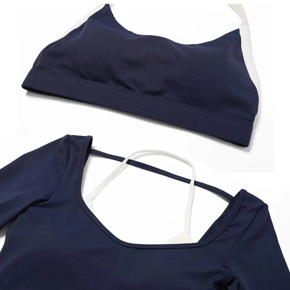 2024 Custom Women's Workout sets Bra for women Backless High Waist Long-sleeved top Women sportswear Leggings 2 Pieces Yoga set