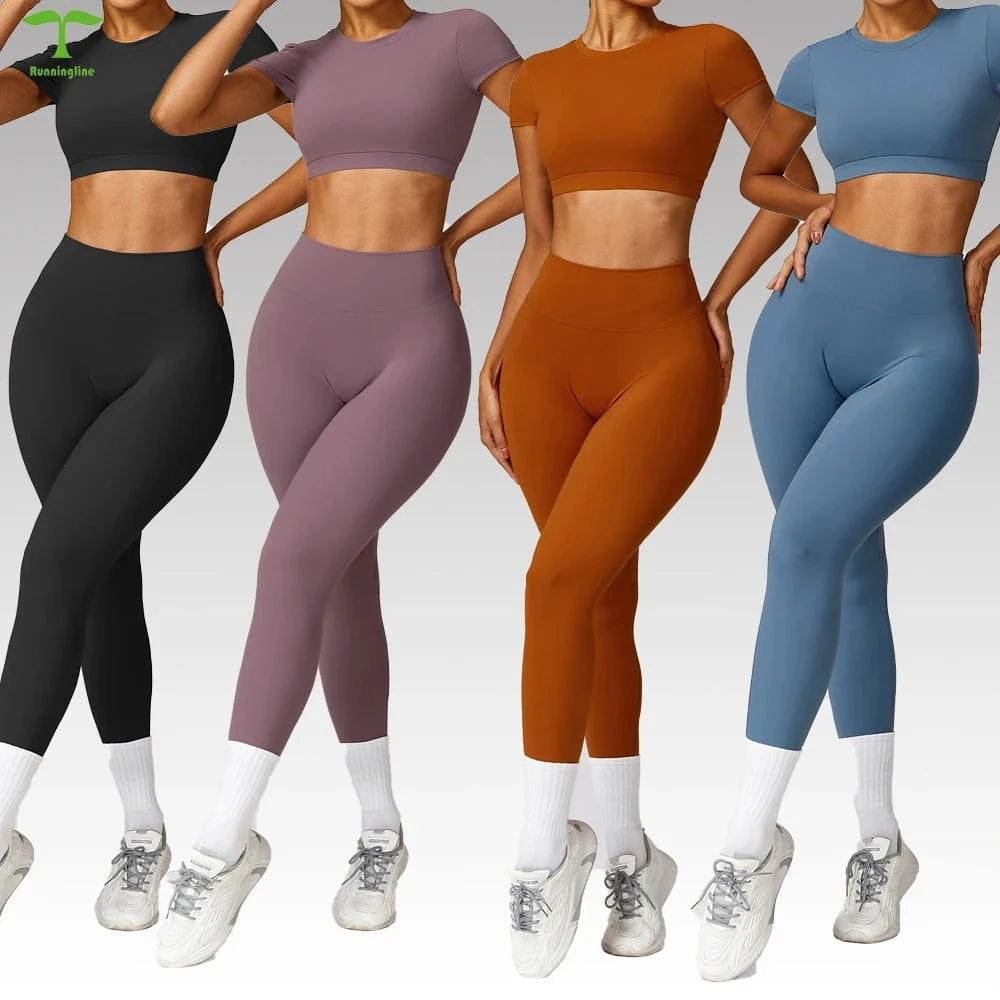 2024 Custom Women Sportswear Scrunch butt Backless High Waist Removable pads 2 Pieces Sports Workout Suit Yoga Gym Leggings Set