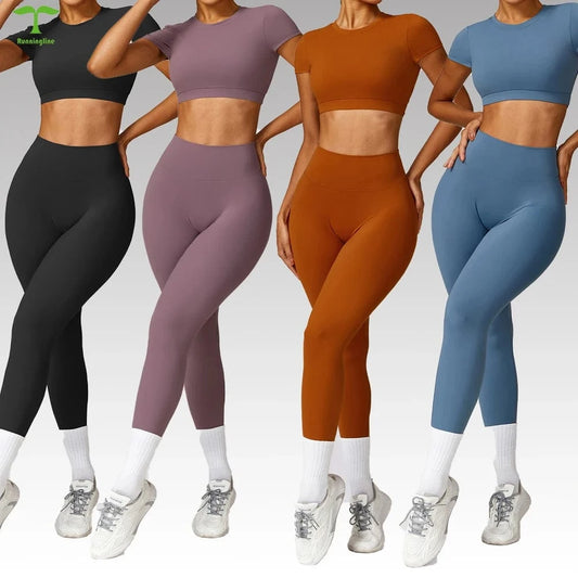 2024 Custom Women Sportswear Scrunch butt Backless High Waist Removable pads 2 Pieces Sports Workout Suit Yoga Gym Leggings Set