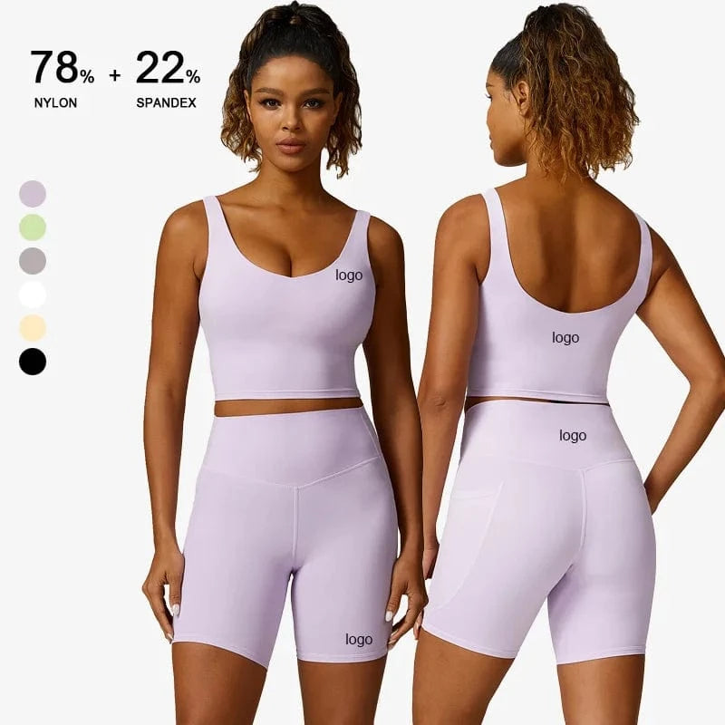 2024 Custom Yoga Gym Legging Set Woman Activewear Fitness Womens 2 Piece Crop Top And Leggings Set