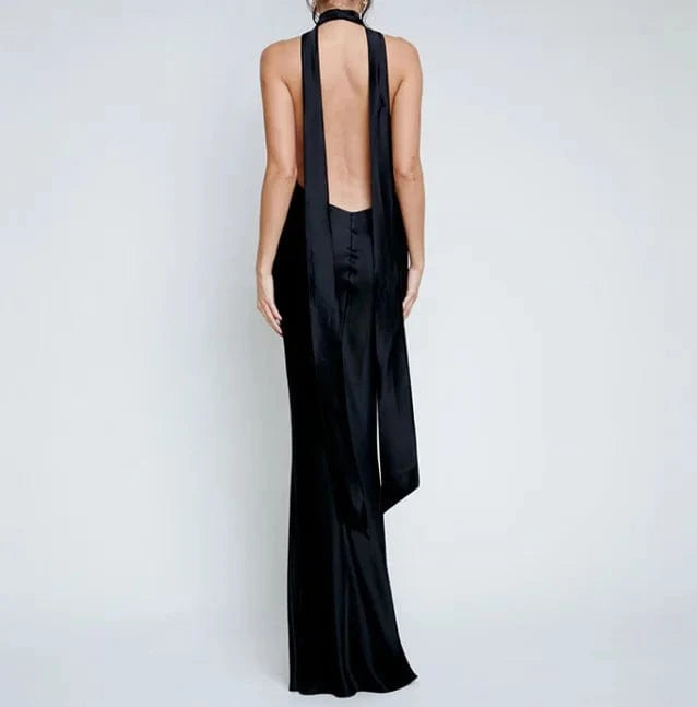 2024 elegant halter neck ladies backless dress party club wear women long pencil dress