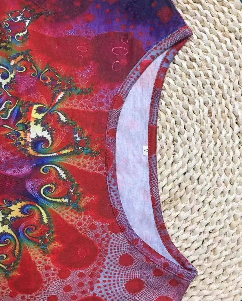 2024 Europe and the United States summer new women's round neck short sleeve long skirt printed dress women