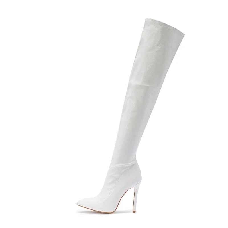 2024 European &American pointed thin heel high boots female pedicure high heels side zipper fashion boots