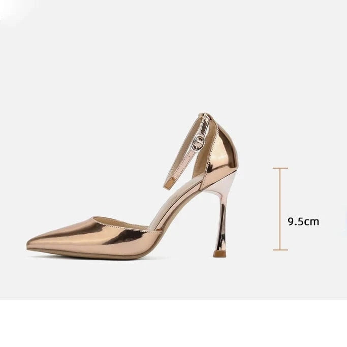 2024 European and American new super-beautiful shoes classic glossy finish pointed high heel super high heel dress shoes