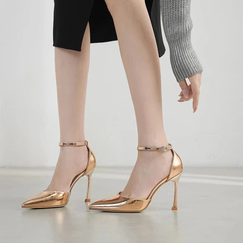 2024 European and American new super-beautiful shoes classic glossy finish pointed high heel super high heel dress shoes