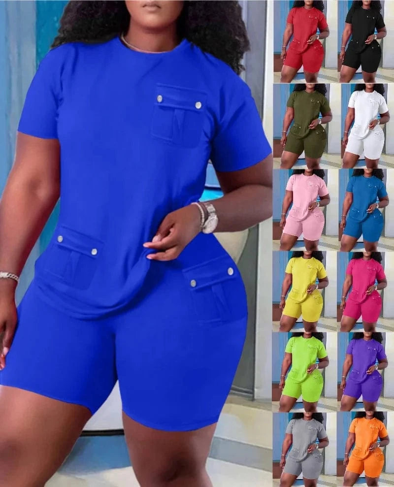 2024 European and American oversized women's fashion casual home short sleeved shorts set