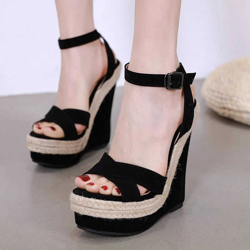 2024 European and American street shot show hemp rope comfortable wedge sandals