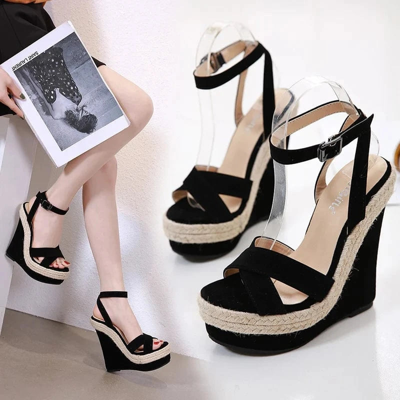 2024 European and American street shot show hemp rope comfortable wedge sandals