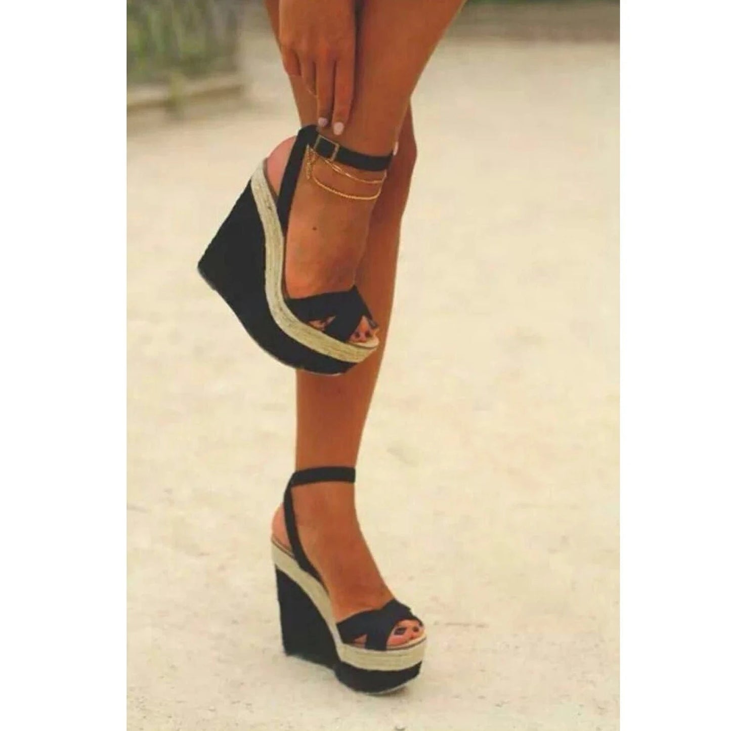 2024 European and American street shot show hemp rope comfortable wedge sandals