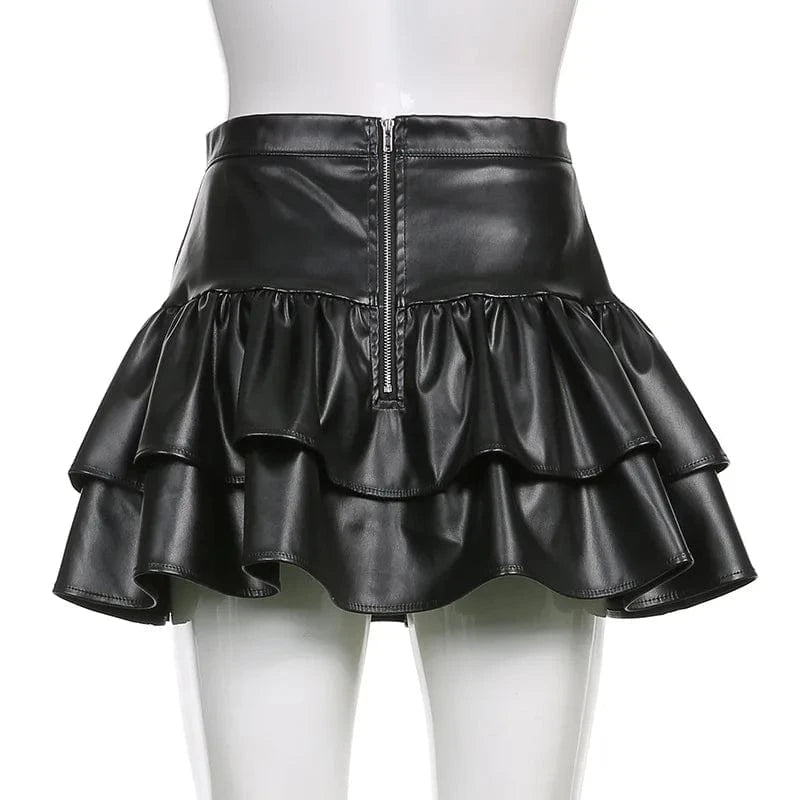 2024 Factory custom boutique clothing ladies fashion pu leather pleated womens skirts