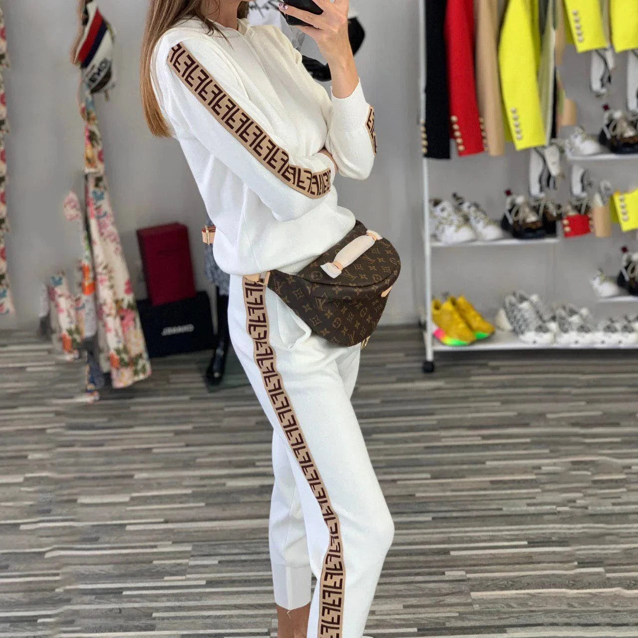 2024 Fashion Design Autumn New Women's Hooded Sweatshirt 2 Pieces Clothing Lady Casual Wear