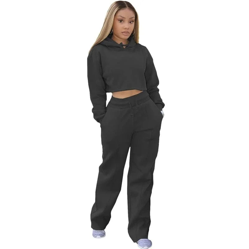 2024 Fashion Ladies Clothes Outfit Plush Size Casual Women Hooded Track Suit Sweatshirt Pants Two Piece Set