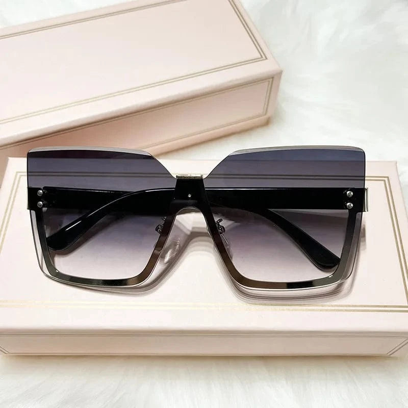 2024 Fashion Oversized Sunglasses Women Metal Frame Rimless Sun shade Sunglasses outdoor driver's driving Sunglasses