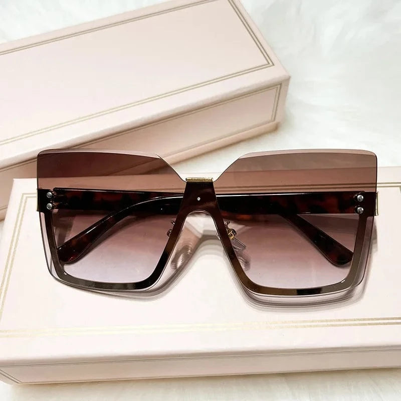 2024 Fashion Oversized Sunglasses Women Metal Frame Rimless Sun shade Sunglasses outdoor driver's driving Sunglasses