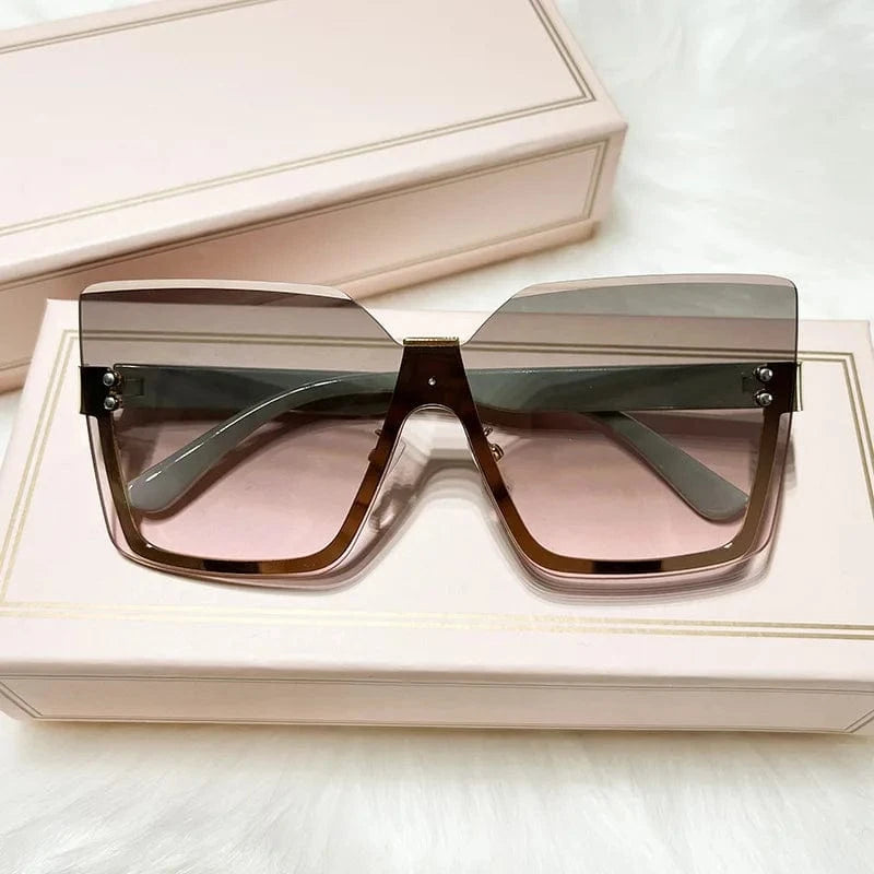 2024 Fashion Oversized Sunglasses Women Metal Frame Rimless Sun shade Sunglasses outdoor driver's driving Sunglasses
