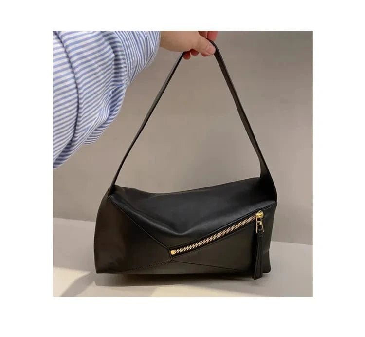 2024 fashionable hobo underarm bag stitching geometric leather female small square bag shoulder women pillow bag