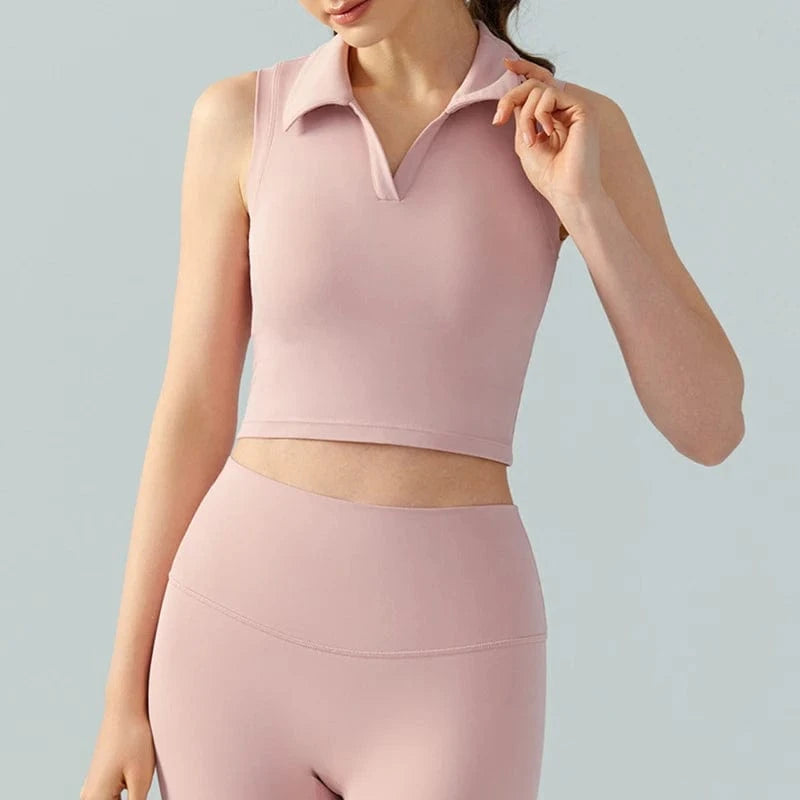 2024 Fitness Yoga Wear High Impact Polo Collar Yoga Bra Tank Tops Sport Activewear for Gym Running Workout Crop Tops For Women