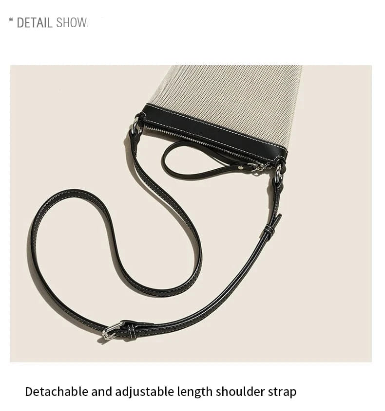 2024 Genuine leather Canvas Crossbody Women's Bag Bucket Bag Autumn Winter Ladies Designer Luxury Brand Lightweight Small Bag