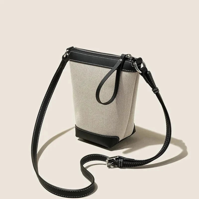 2024 Genuine leather Canvas Crossbody Women's Bag Bucket Bag Autumn Winter Ladies Designer Luxury Brand Lightweight Small Bag
