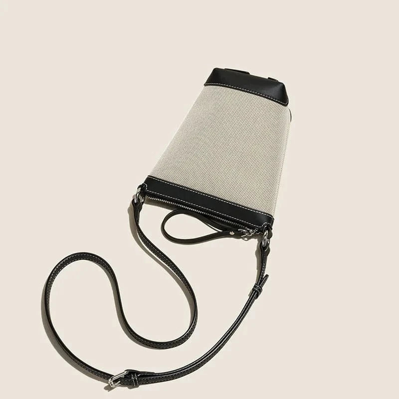 2024 Genuine leather Canvas Crossbody Women's Bag Bucket Bag Autumn Winter Ladies Designer Luxury Brand Lightweight Small Bag