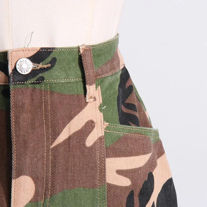 2024 good quality boutique clothing ladies fashion scamouflage print cotton womens skirts
