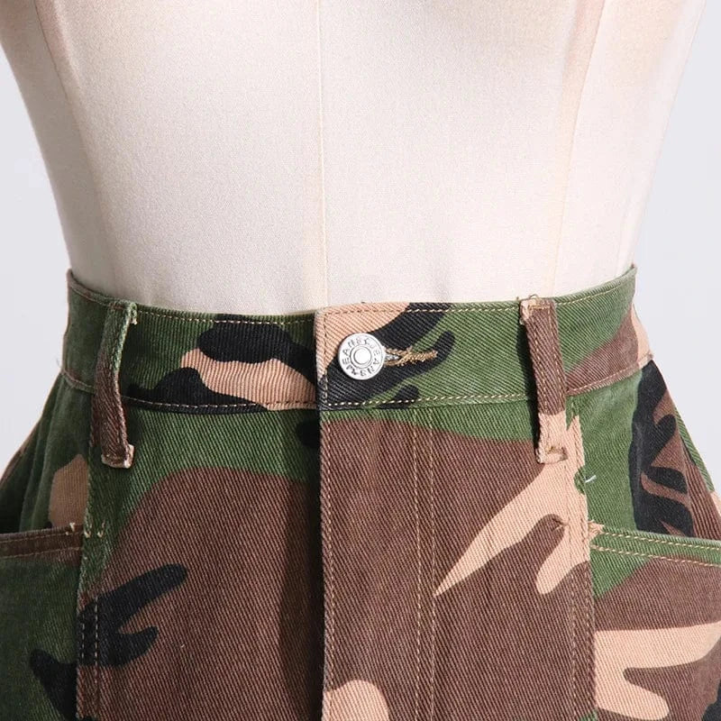 2024 good quality boutique clothing ladies fashion scamouflage print cotton womens skirts