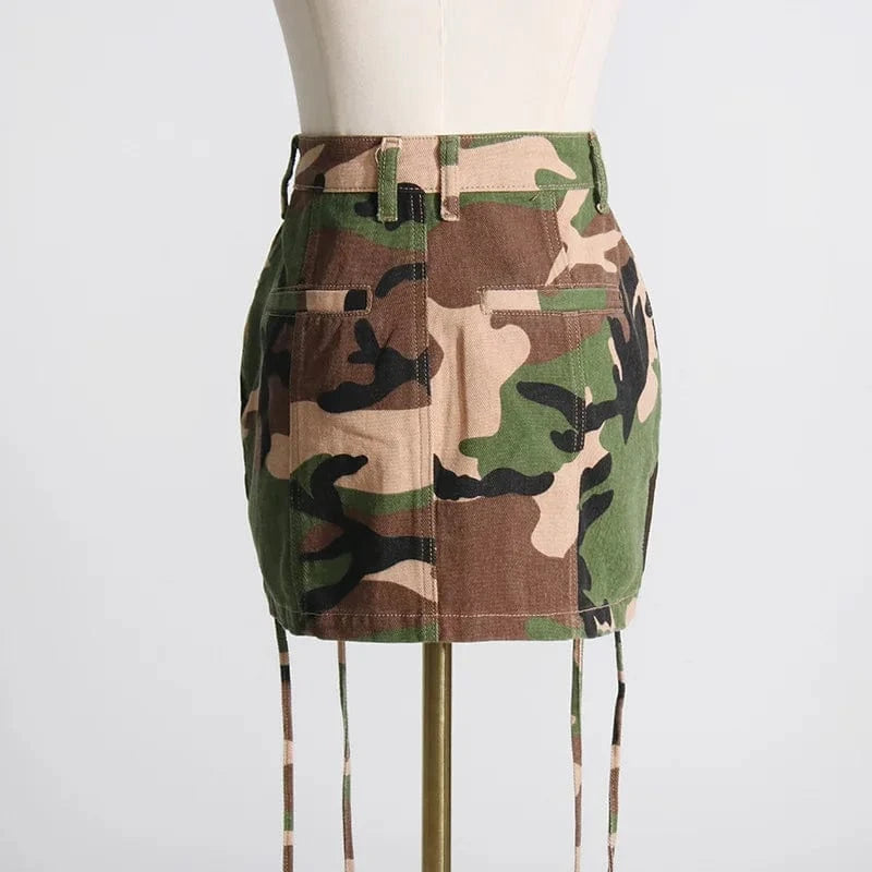 2024 good quality boutique clothing ladies fashion scamouflage print cotton womens skirts