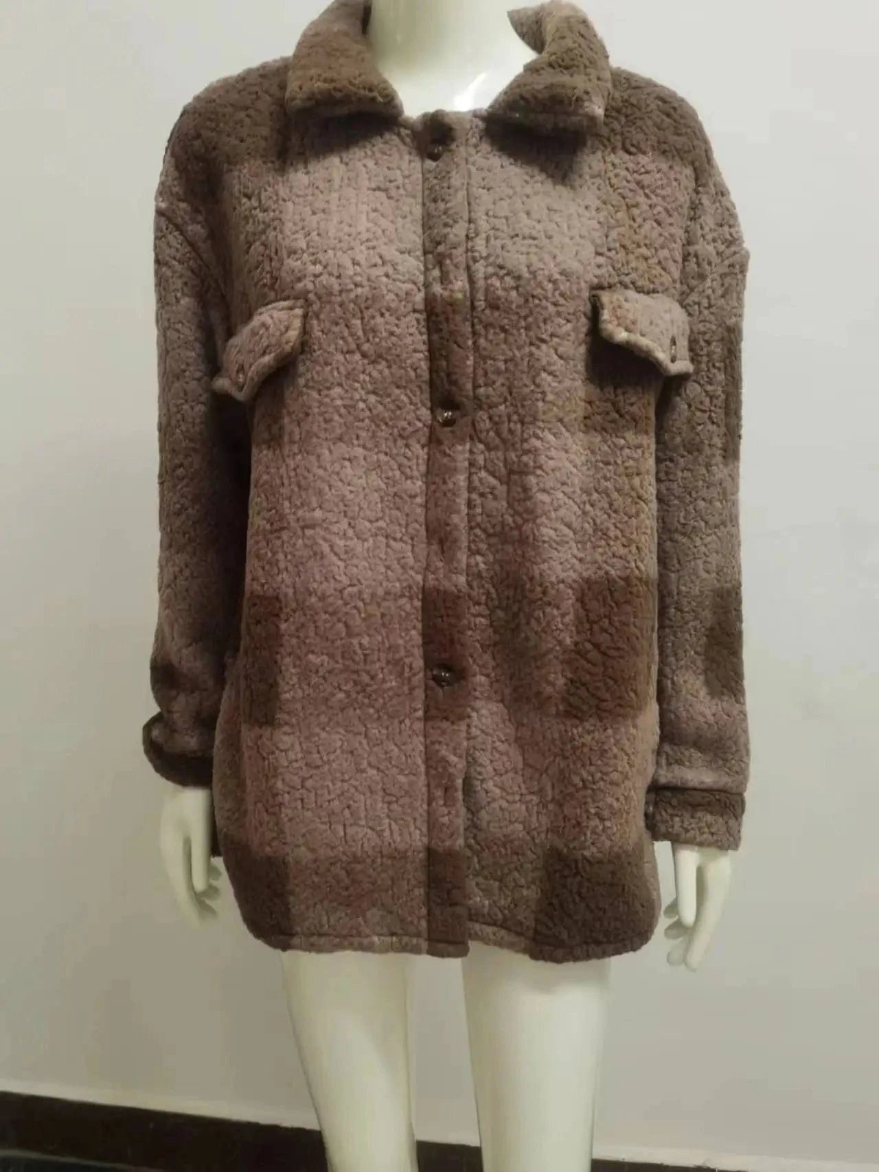 2024 Hot Design Autumn Women's New Fashion Loose Casual Pocket Plaid Lamb Fleece Jacket Button Plush Comfortable Versatile Coat