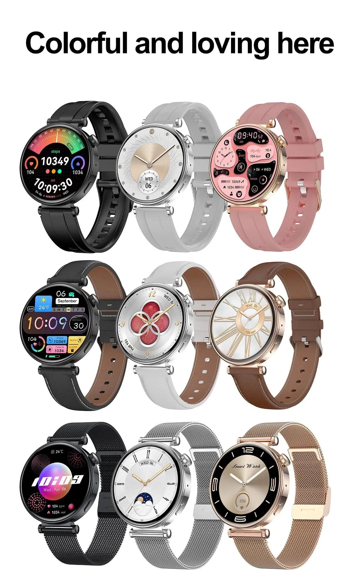 2024 Hot sale HD AMOLED screen smart watch IP68 waterproof health monitor smart watches elegant women smartwatch