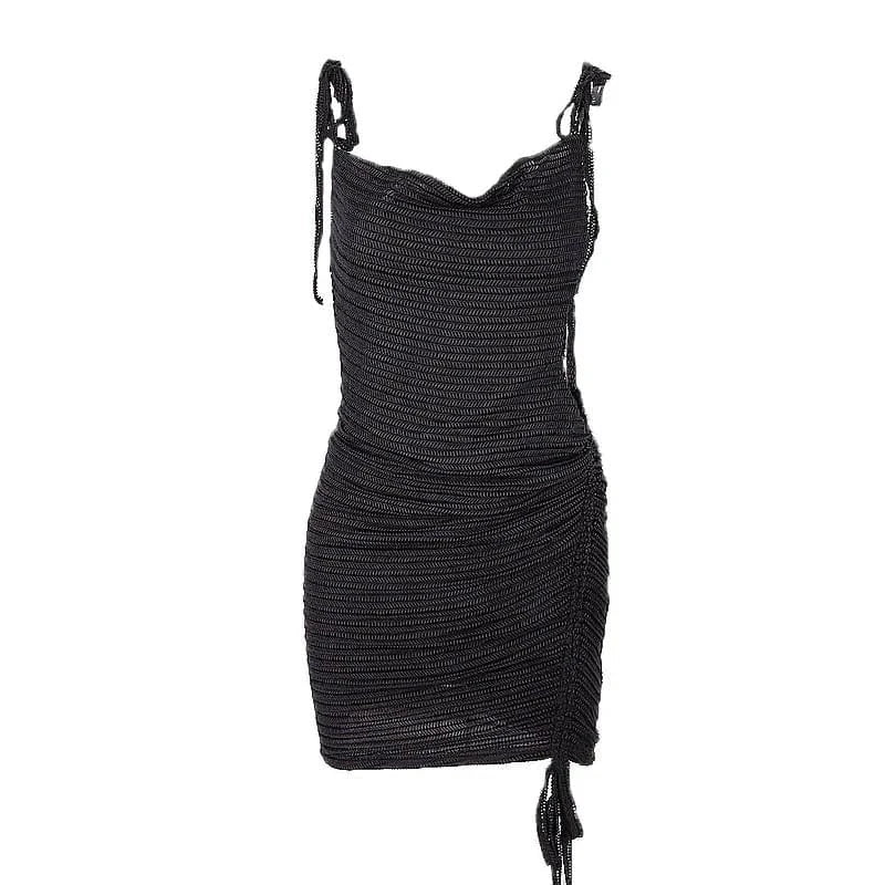 2024 Hot Sale Summer Womens Sexy Suspender V-Neck Side Cutout Chain Embellished Dress Clothing