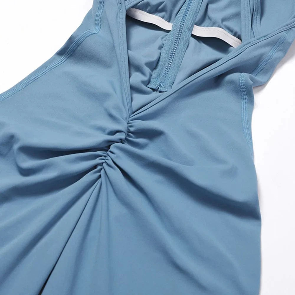 2024 Hot selling Stand Collar Zip Hollow Out Back Workout Bodysuit Rompers One Piece Gym Fitness Jumpsuits Women Yoga Jumpsuit