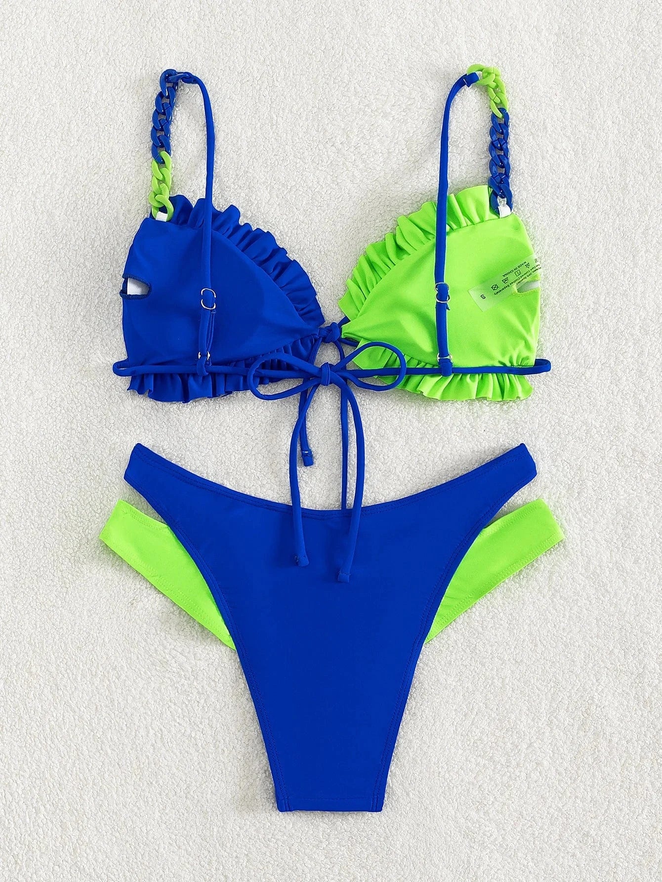 2024  INS Stock Ruffle Push Up Bikini Sexy Lady Scrunch Butt Underwire Swimwear