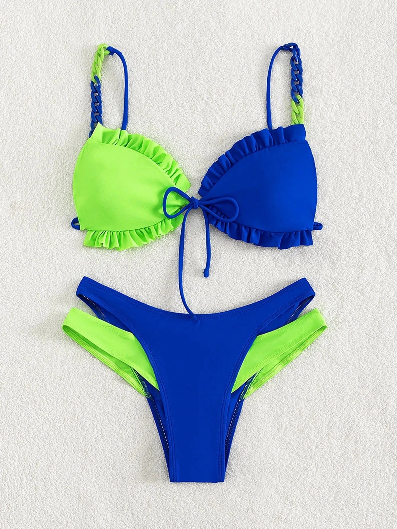2024  INS Stock Ruffle Push Up Bikini Sexy Lady Scrunch Butt Underwire Swimwear