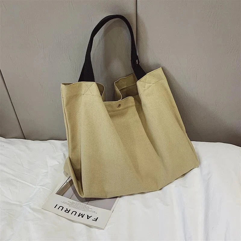 2024 Korean Canvas Bag Large Capacity Lightweight Casual Sen Fashion Portable Simple One Shoulder Handheld Women's Bag